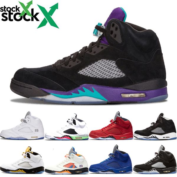 

island green stock x 5 5s basketball shoes for men fashion fresh prince purple white grape mens designer sneakers trainers sports shoes, Black