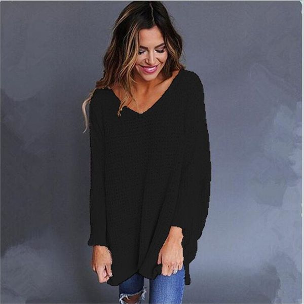 

autumn sweater fashion large size loose bottoming sweater v-neck pullover long sleeve casual female, White;black