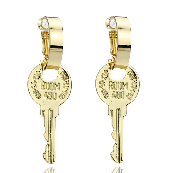 

european and american fashion party wind heavy metal key earrings key letter personality popular elements simple earrings women, Silver