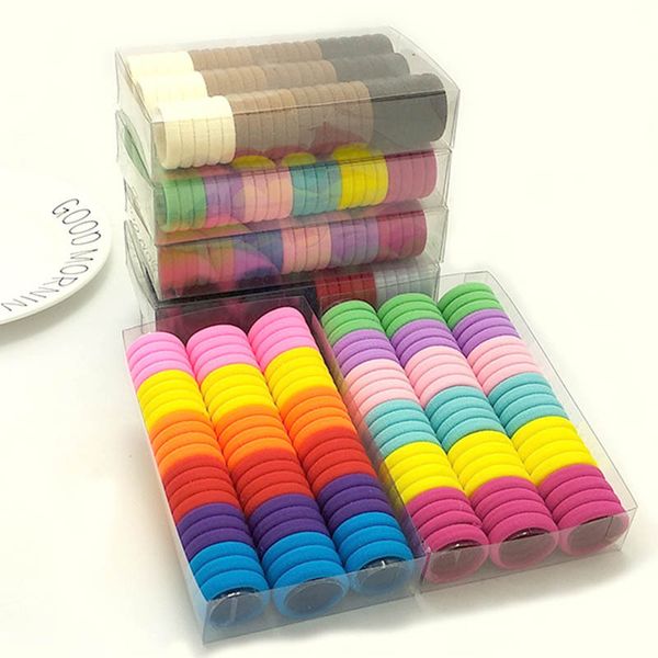 

hair accessories 66pcs/lot candy color scrunchie kids high elastic rubber bands child ring girl rope for girls, Slivery;white
