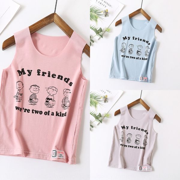 

20 sleeveless for children vest boys and girls printed letter character children's vest, Blue