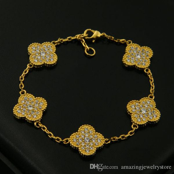 

brand name punk bracelet flower design with diamond for women earring jewelry gift ps6247, Black
