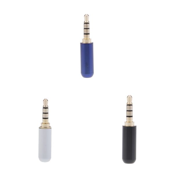 

3.5mm 4 pole trrs male plug headphone jack cable connector,3piece,blue+black+white