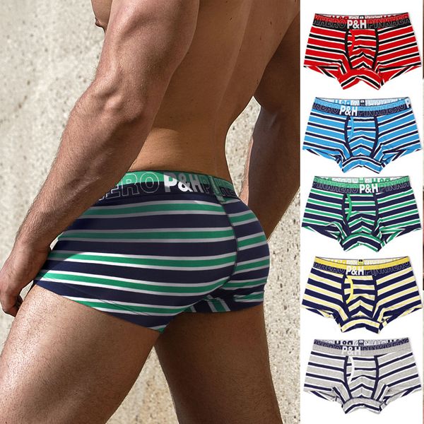 

pink heroes men boxer shorts cotton men underwear brand fashion striped men panties male boxer, Black;white