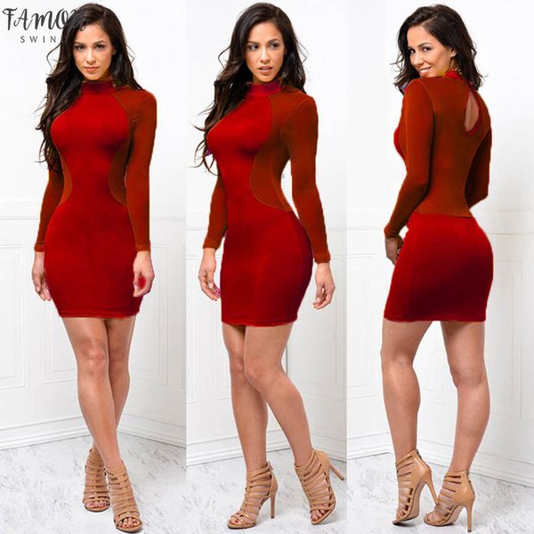 

women dress see through mesh bandage bodycon long sleeve women clothes evening party clubwear club style dress, Black;gray