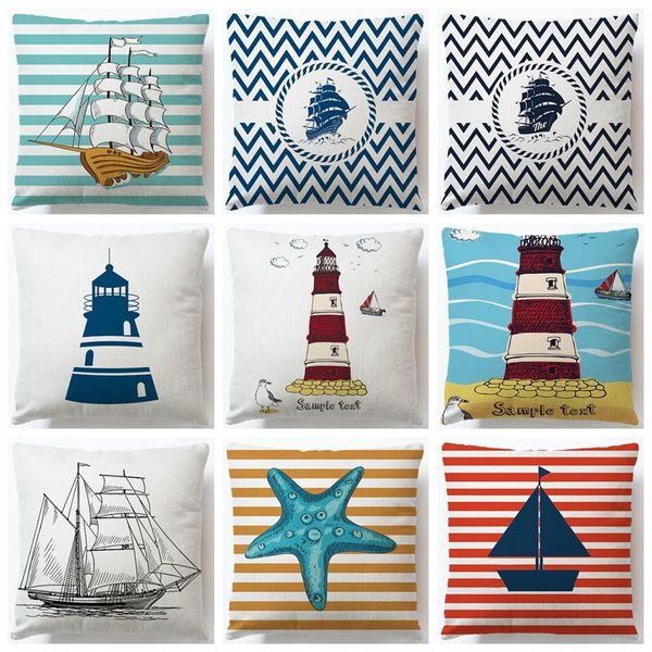 

voyager boats lighthouse cotton linen cushion covers pillow cover decorative sofa seat throw linen cotton pillow case