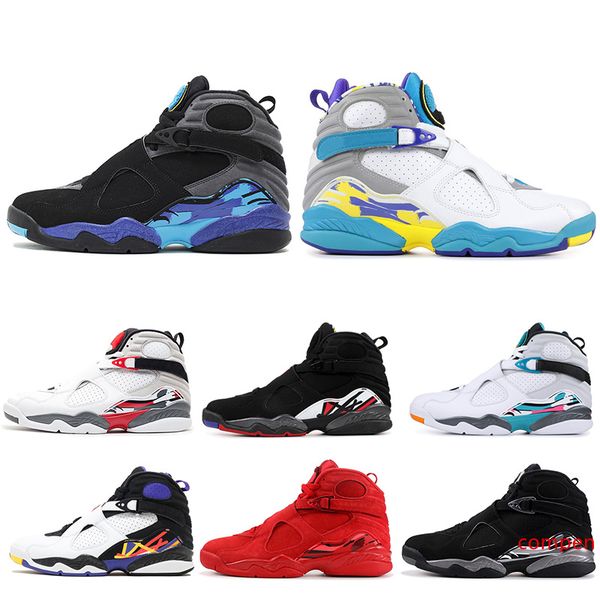 

discount 8 valentines day 8s men basketball shoes aqua black white chrome 3peat mens trainer athletic sports sneakers size 41-47