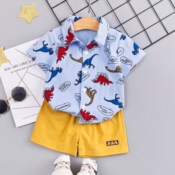 

baby clothes summer baby boys clothes casual short sleeve cartoon animal print t-shirt +shorts 2pcs kids new1, White