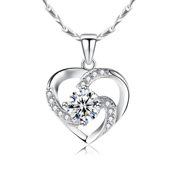 

fashion jewelry necklace rotating heart-shaped gift pendant female cross-border new necklace wy385, Silver