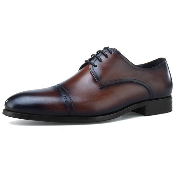 

mens finger cap dress shoes oxfords 100% genuine leather fashion handmade designers formal italy business shoes, Black