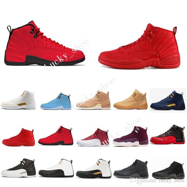 

12 12s men basketball shoes michigan bulls college navy unc nyc vachetta tan dark grey bordeaux wings flu game playoffs mens sports sneakers