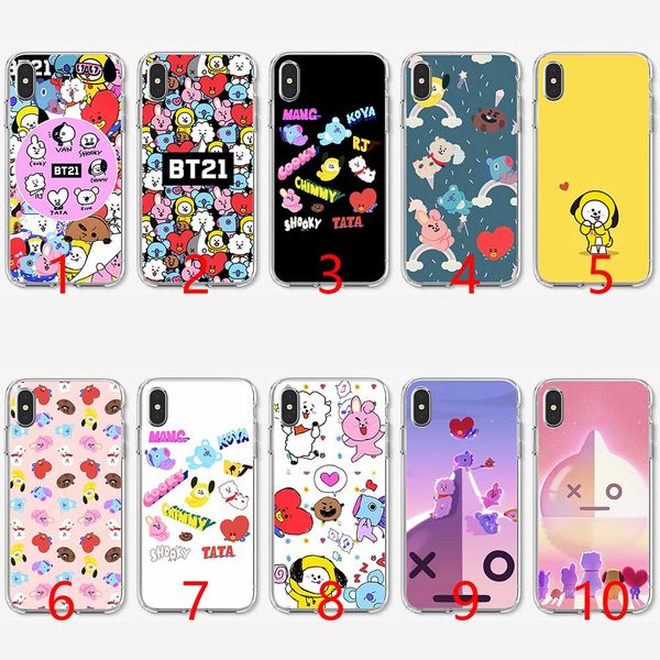 

BTS BT21 beau Dessin Мягкий силиконовый чехол для телефона ТПУ для iPhone 5 5S SE 6 6S 7 8 Plus X XR XS Max Co