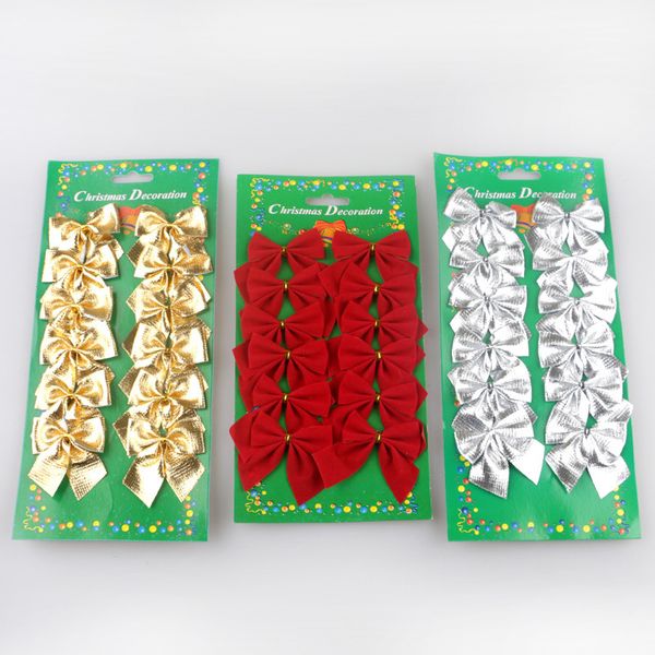 

red gold and silver christmas decorations flocked christmas bow tree decoration glossy bow l20