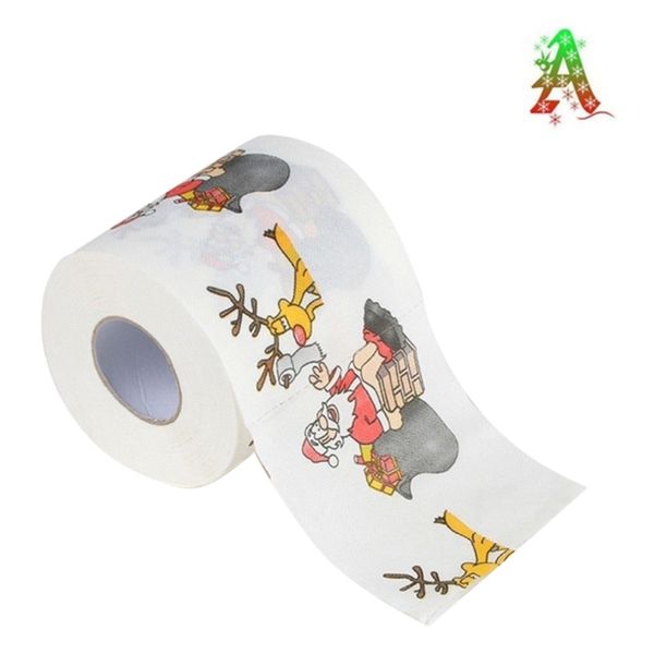 

merry christmas printed toilet paper santa claus/deer christmas roll paper home bath living room tissue roll xmas decor
