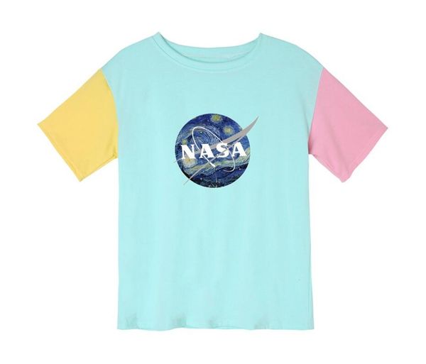 

short sleeve color matching t-shirt female, White
