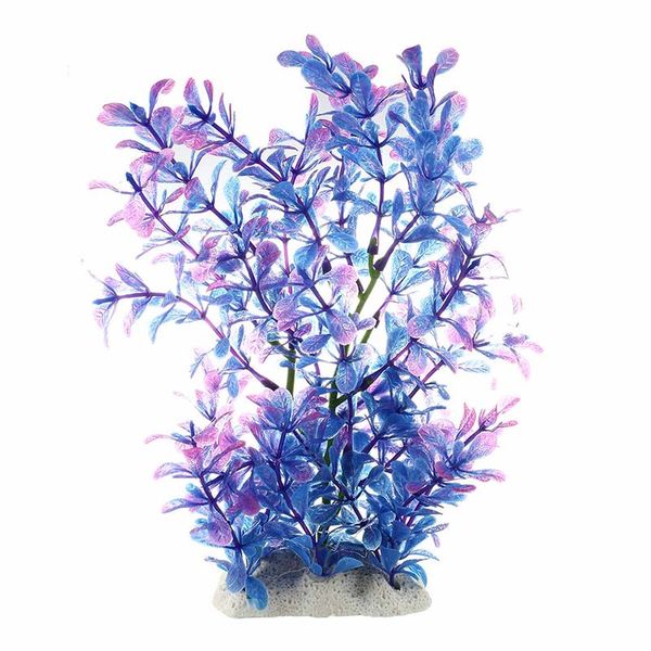 

artificial plastic water plant purple-blue deco of aquarium