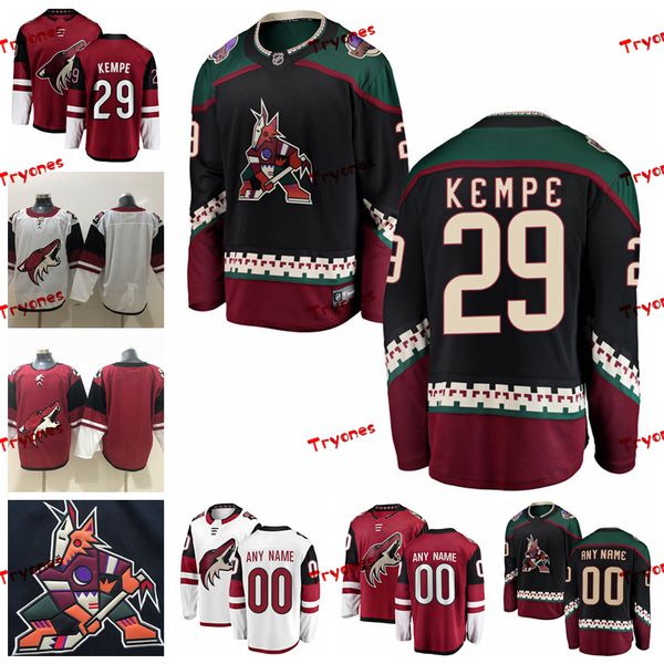 

2019 arizona coyotes mario kempe stitched jerseys customize vintage black shirts #29 mario kempe hockey jerseys s-xxxl, Black;red