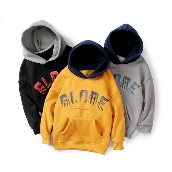 

children warm hoodies sport boys polar fleece cotton hooded autumn spring students clothing 6 7 8 9 10 12 years, Black