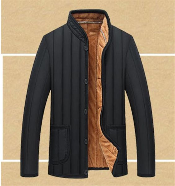 

men's cotton jacket coats autumn and winter fashion leisure and warm standing collar single-breasted black 3xl 4xl cotton jacket
