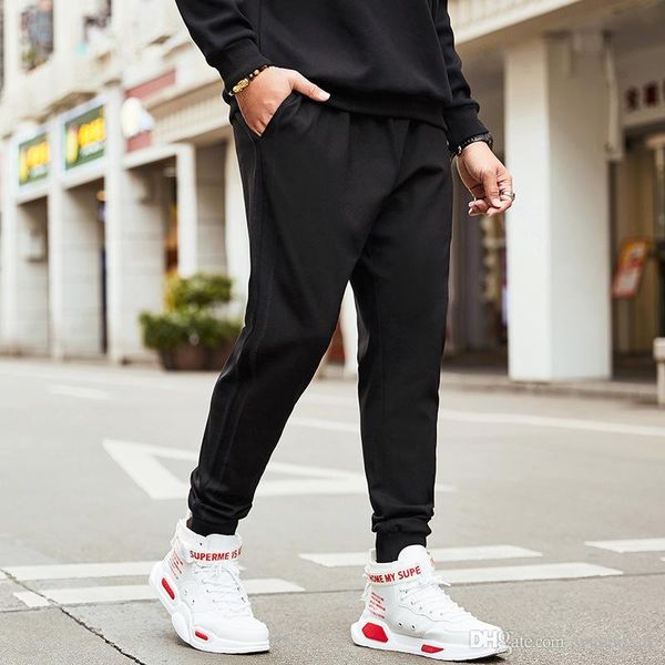 

2019 trendy sports trousers fashion casual trousers loose microbomb underpants streetwear men men weatants xl-6xl, Black