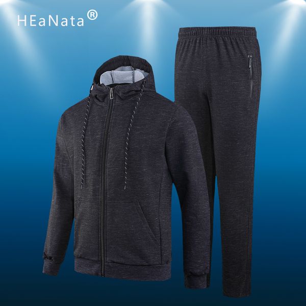 

sport suit men quick dry winter autumn loose running clothing tracksuits mens winter autumn fitness hooded set warm jogging, Black;blue