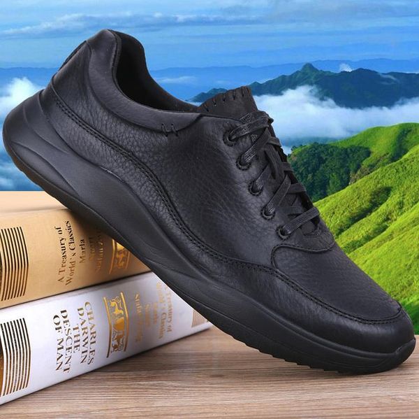 

autumn foreign trade men's shoes business casual leather shoes with thick soles, non-slip soft soles and soft surfaces, shock absorptio, Black