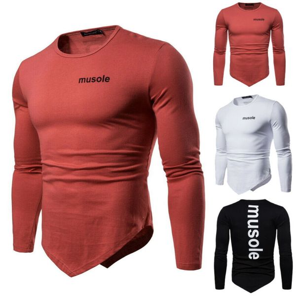 

fashion men's slim fit o neck long sleeve muscle tee t-shirt casual blouse, White;black