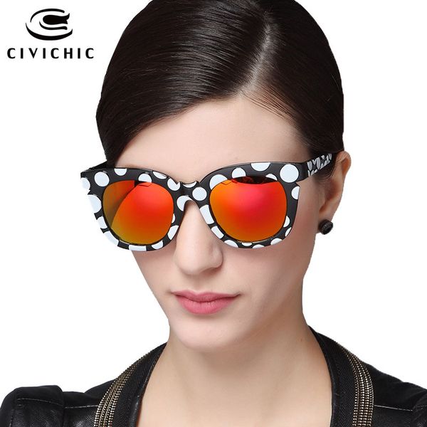 

civichic new trend colorful sunglasses retro dots design eyewear driving glasses man woman metrosexual mirror gafas e135, White;black