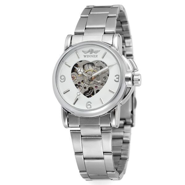 

2019 new luxury fashion trend ladies fashion casual small dial gold hollow automatic mechanical watch ladies bracelet watch, Slivery;brown