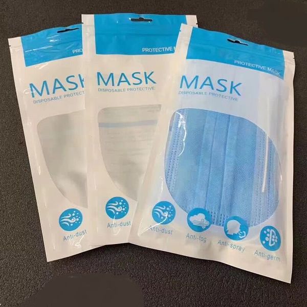 

Пустая розничная коробка упаковка упаковка защитная сумка OPP мешки застежки молнии мешки замка застежки молнии для одноразовой маски для лица N95 KN95 N90 KN90 маски
