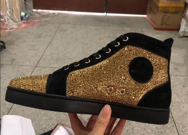 

shoes mans women red bottoms spike flat no limit sneakers fashion italy dress shoes size 35-46 s02, Black