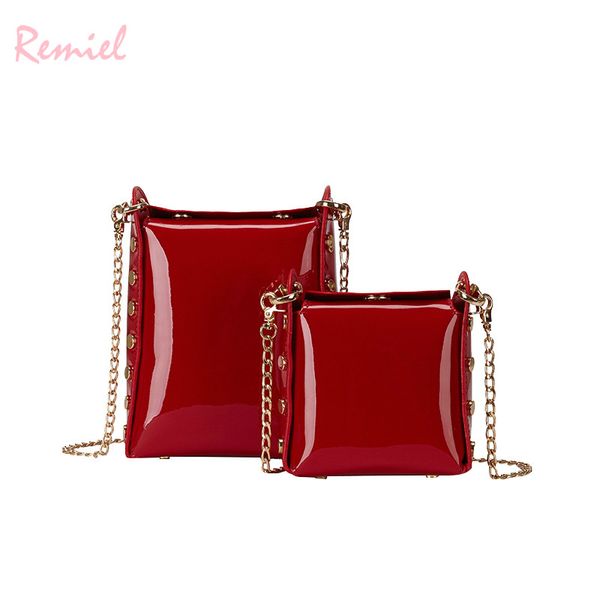

women's handbag 2018 summer new high-quality patent leather mini women bag simple chain shoulder bags messenger bag