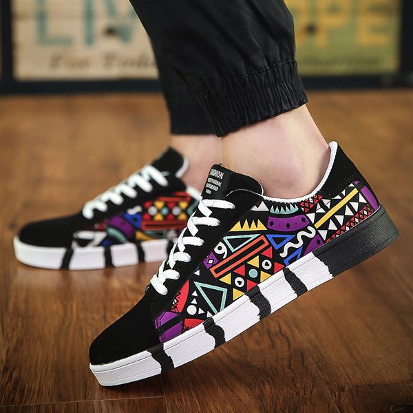 

men's shoes 2018 new spring new men's casual shoes canvas sneakers korean sports tide male student, Black