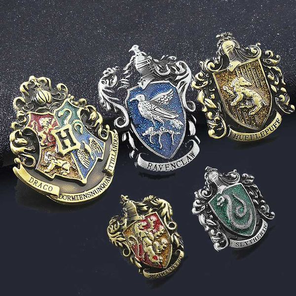 

classic hogwarts four college animal badge pins hp deathly hallows enamel brooches movie fans bag hat accessory, Gray
