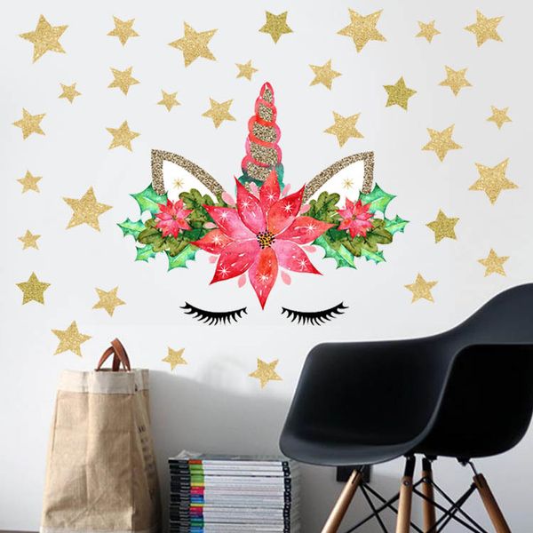 

kids cartoon unicorn wall stickers home decor art wall sticker children animal waterproof decal wallpaper girls bedroom decorations