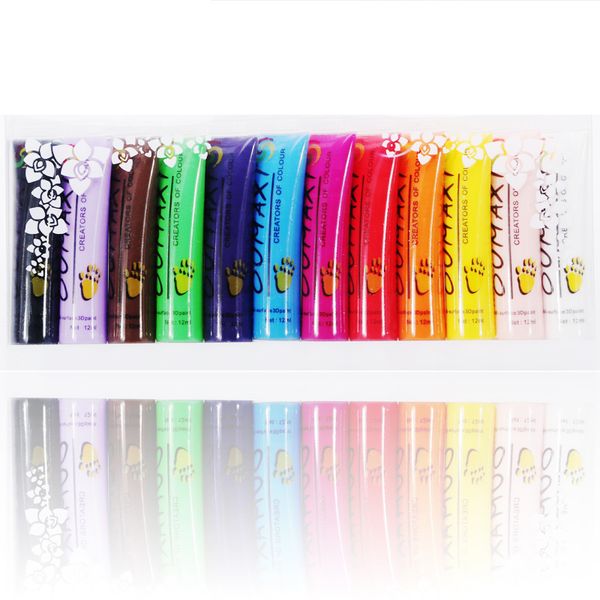 

lily angel 12 colors set nail art paint acrylic drawing propylene for art nails 12ml each color with color plate & box qs-ly 013
