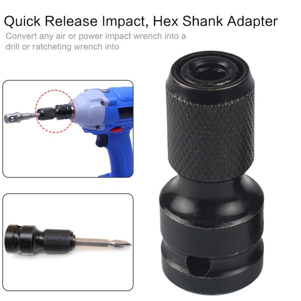 

1pc 1/4" hex shank drill chuck conversion kit converter impact driver 1/2" square quick change adapter converts air power wrench
