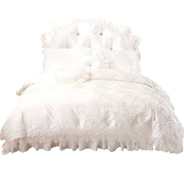 100 Cotton Bedding Sets Korean White Princess Lace Duvet Cover