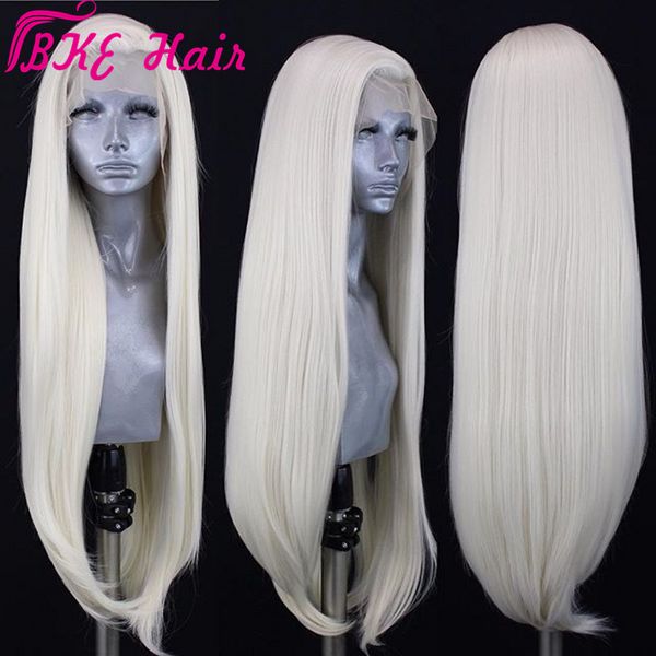 

part blonde white color cosplay wig 30inches long straight synthetic lace front wig costume halloween carnival white women for party, Black