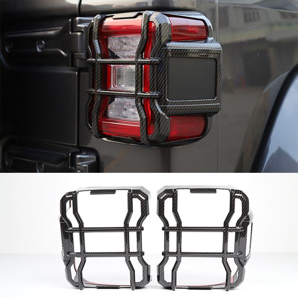 Rivestimento protettivo per copertura lampada fanale posteriore in fibra di carbonio ABS per Jeep Wrangler JL 2018+ Sorgente luminosa a LED