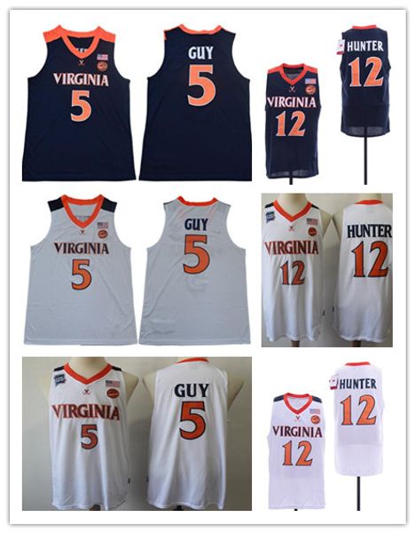 2019 Hommes NCAA Virginia Cavaliers 12 De'Andre Hunter Kyle Guy Jersey # 5 UVA Final Four ACC Virginia Cavaliers College Basketball Jersey