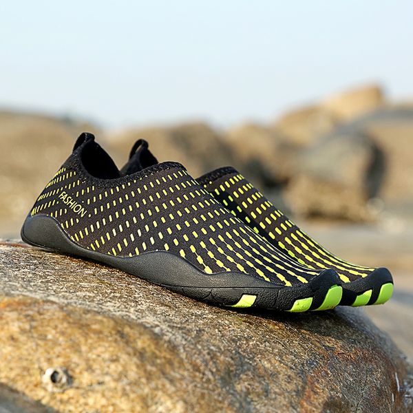 

men woman beach summer outdoor wading shoes swim slipper on surf aqua shoes skin sock striped water