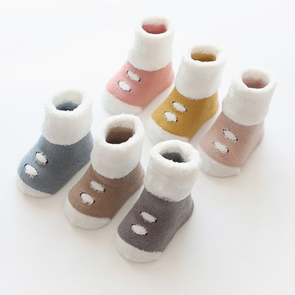 

1pair newborn baby kids socks solid soft infant toddler baby boys girls cartoon animals anti-slip knitted warm socks, Pink;yellow