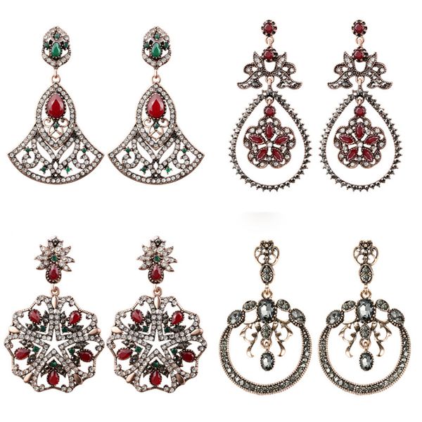 

olevo earrings for women bohemia retro geometric water drop and golden fashionwomen's earrings vintage large jewelry, Silver