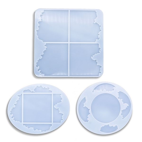 

silicone molds epoxy resin molds coaster diy geode coasters mould round oval square irregualr mat home decoration