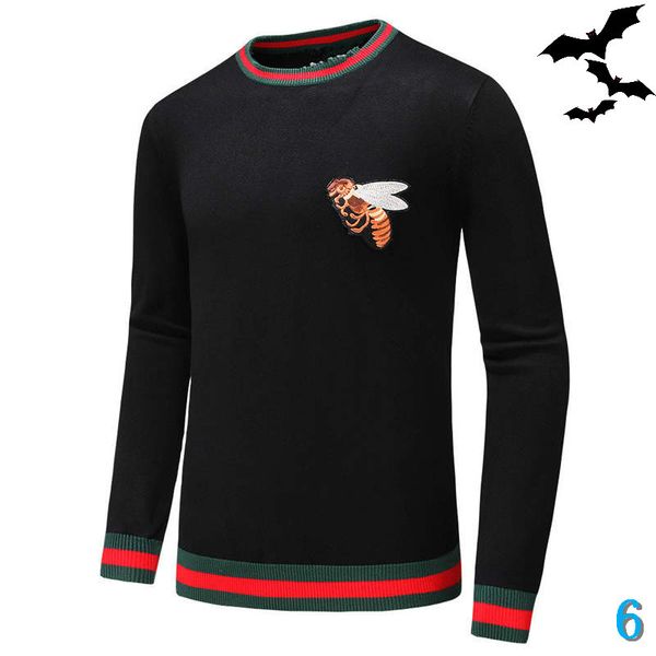 

men designer sweaters luxury fashion round neck long sleeve bee pattern strip stitching cashmere brand sweaters wholesale size -3xl6, White;black