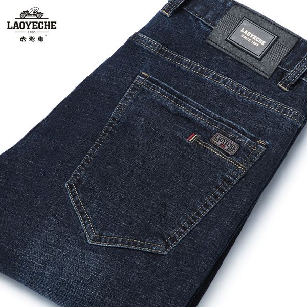 

laoyeche brand 2019 stretch blue fashion brand jeans for men straight classic cotton fabric mid denim pants male trousers