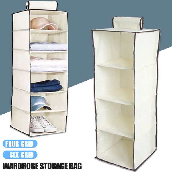 

4 section storage cabinets hanging bag hanging wardrobe home organiser large capacity household supplies space saver folding
