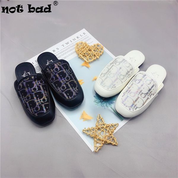 

notbad fall 2020 girl' patterned half-drag sandals princess children' shoes children' shoes, Black;grey