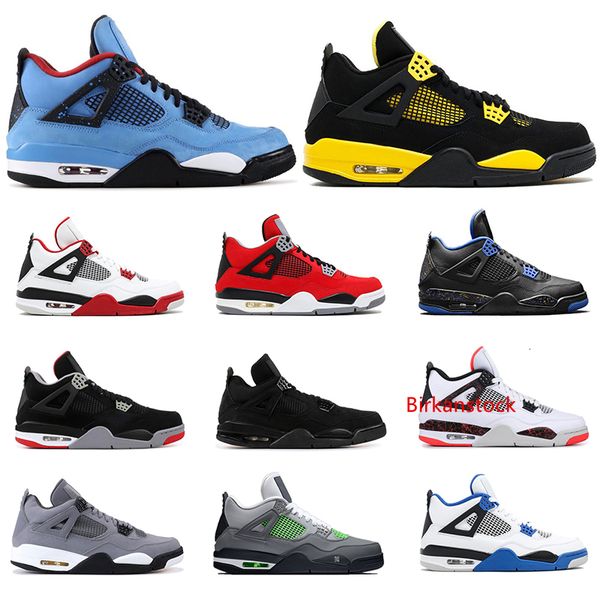 

2019 mens basketball shoes 4s cactus jack thunder tattoo bred fire red cool grey pure money motorsport mens sports sneakers size 7-13